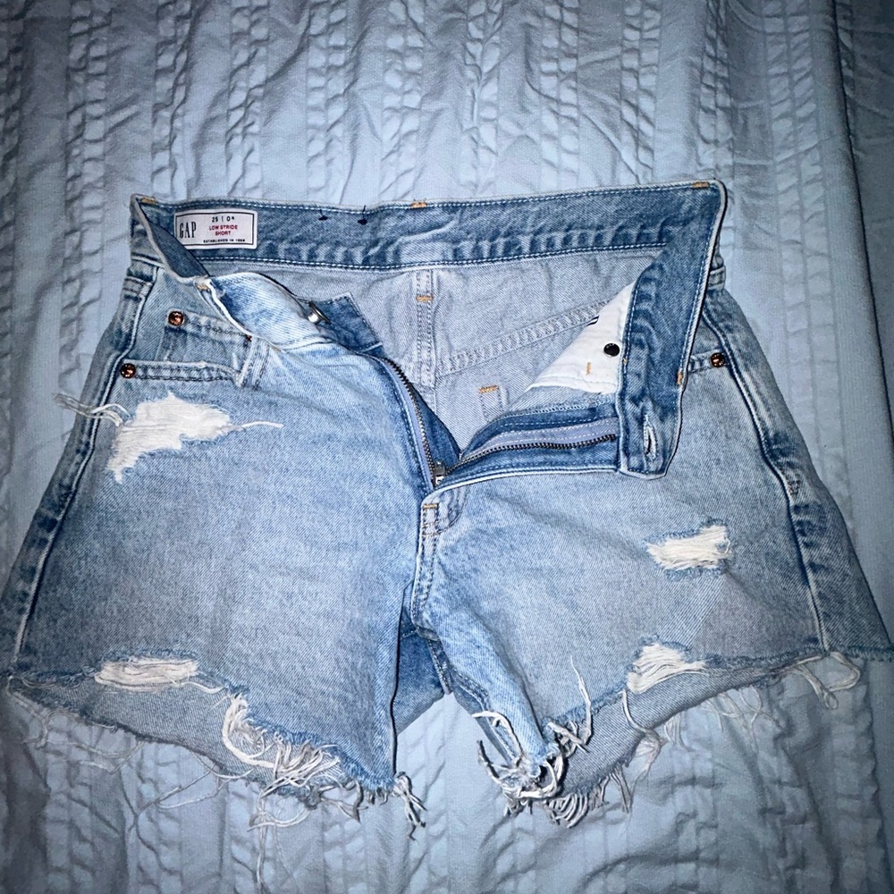 GAP Light Blue Ripped Jean Shorts